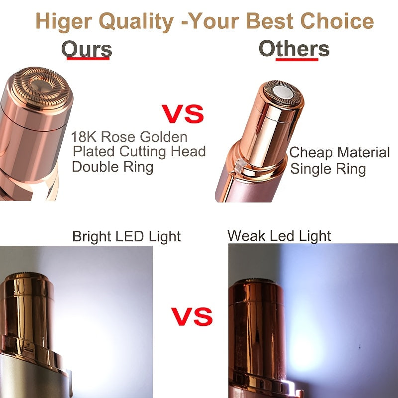 [Painless Facial Hair Remover] Conduroma Women's Painless Facial Hair Remover | Cordless, AA Battery-Powered (Not Included), Elegant Metallic Finish - for Face, Upper Lip, Chin, Bikini Line - Travel-Friendly, Sleek Design, Sm Good Vibrations