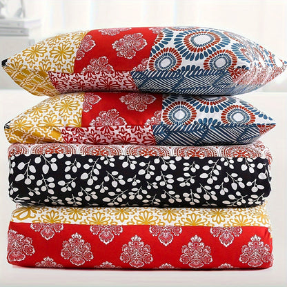 SLEEPBELLA Comforter Set, Soft Microfiber All Season Comforter, Colorful Boho Design with Red Bohemian Striped Pattern, Down Alternative Machine Washable Good Vibrations