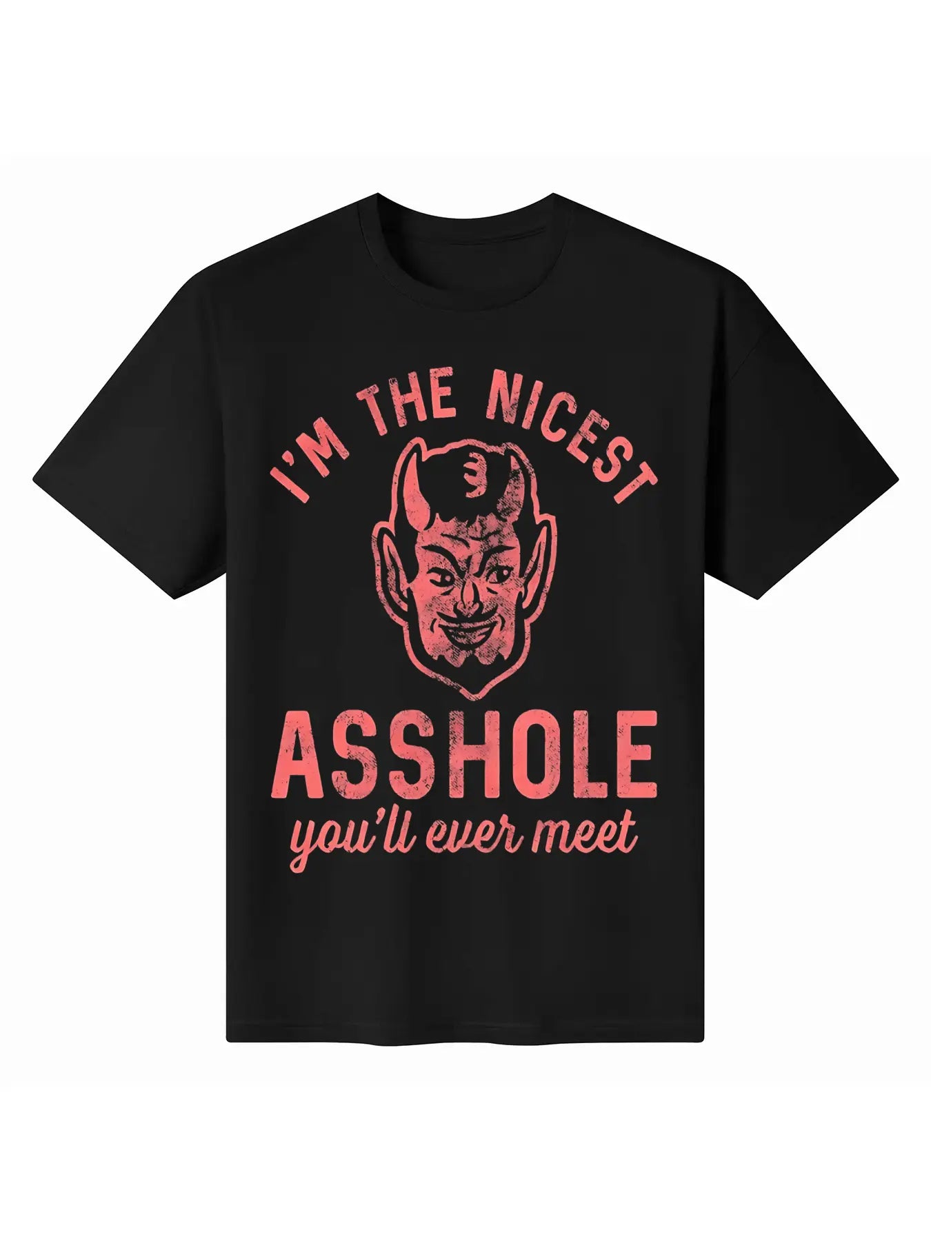 Payeah Men's black T-shirt comical devil satirical novel T-shirt Good Vibrations