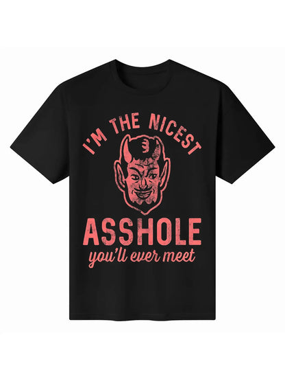 Payeah Men's black T-shirt comical devil satirical novel T-shirt Good Vibrations