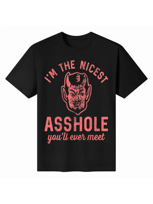 Payeah Men's black T-shirt comical devil satirical novel T-shirt Good Vibrations