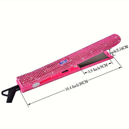 MEEKNISS Professional -encrusted Hair Straightener & Curler 2-in-1 - Fast Flat Iron with Nano- Plates, 480°F Max Temp, Digital LCD Display, Dual Voltage (110-240V) for Wet/Dry Hair, Pink & Black Glitter Design, Worldwide Tra Good Vibrations