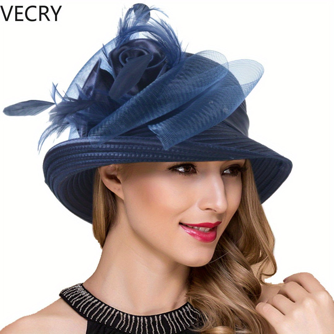 VECRY Women Derby Church Dress Cloche Hat Fascinator Floral Tea Party Wedding Bucket Hat Good Vibrations