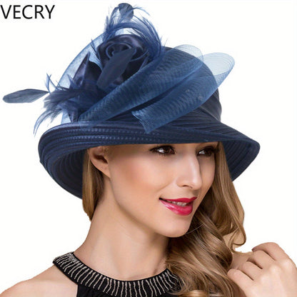 VECRY Women Derby Church Dress Cloche Hat Fascinator Floral Tea Party Wedding Bucket Hat Good Vibrations