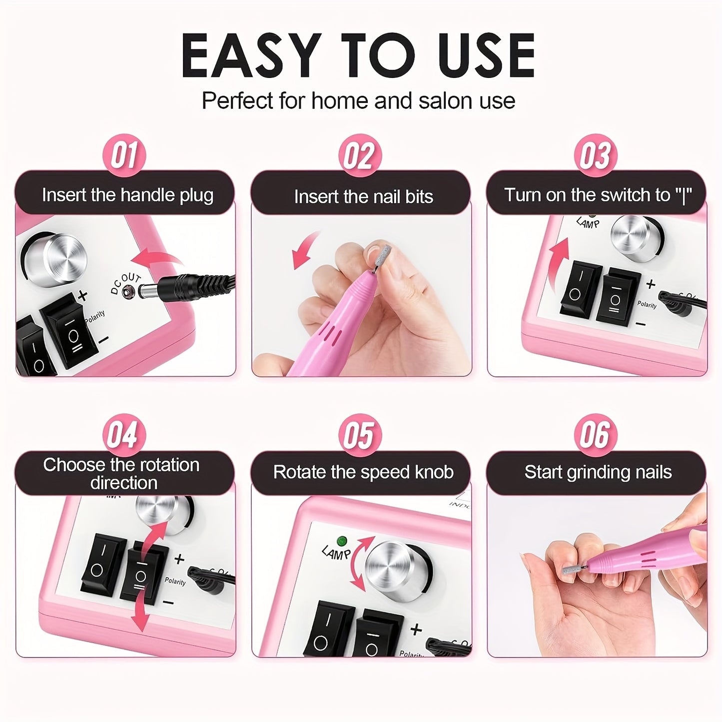 [Fast Arrival] Electric Nail Drill Kit - Professional Manicure Tool for Gel Polish Removal, Low Noise, with Milling Cutters and Drill Bits Set for Home Salon Use - Easy to Use, Portable, and Space-Saving Design Good Vibrations
