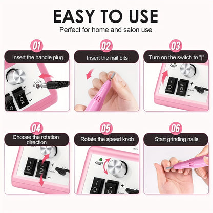 [Fast Arrival] Electric Nail Drill Kit - Professional Manicure Tool for Gel Polish Removal, Low Noise, with Milling Cutters and Drill Bits Set for Home Salon Use - Easy to Use, Portable, and Space-Saving Design Good Vibrations