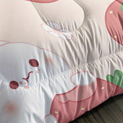 Cartoon Cute Rabbit Comforter Set, Cartoon Rabbit Cakes Printing Bedding Ultra Soft, Ultra Comforter 3 Piece Bedding Set Contain 1 Comforter Set 2 Pillowcases Good Vibrations
