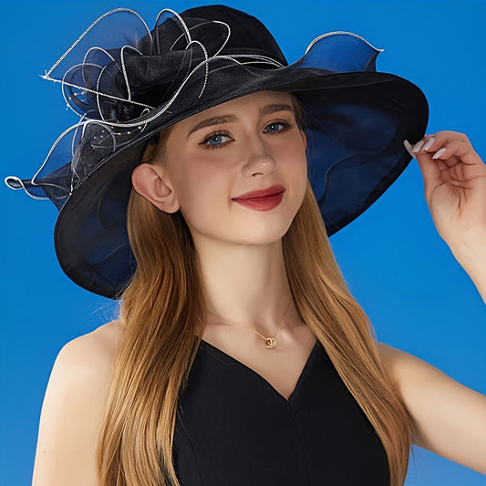 Pearl Decorated Butterfly Brim Sexy Hat Vintage Flower Bow Sunhat Women Elegant Mesh Organza Hats - Perfect For Ladies Tea Party, Church Prayer, Wedding, Derby Party, Beach, Holiday, Great Sunshade Hat, Ideal For Birthday, Gr Good Vibrations