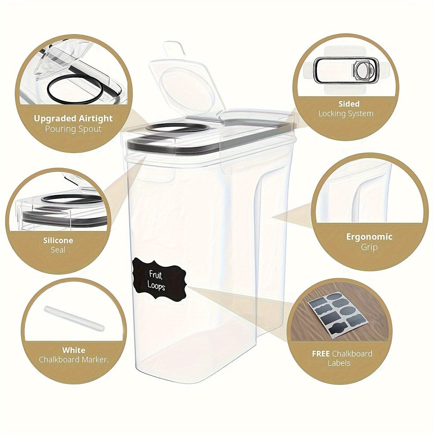 Set of 2/4 Cereal Storage Containers, Made from Bpa-Free Plastic, Designed to Be Airtight for Storing Food. Each Container Holds 2.5 Liters (88 Ounces) And Is Suitable for Cereals, Snacks, And Sugar. This 4pcs Set Includes Ce Good Vibrations