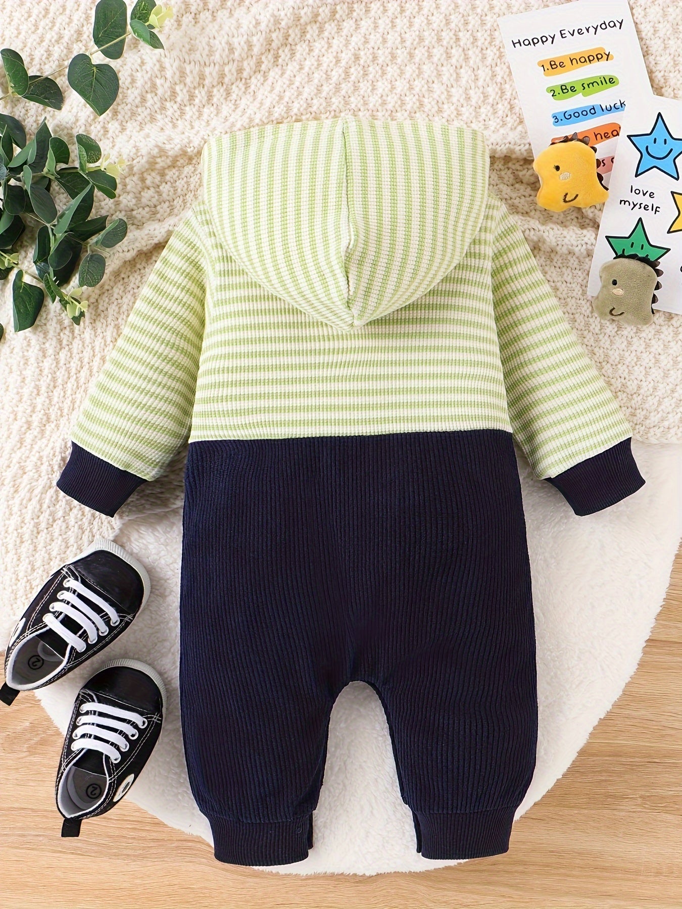CETEPY Baby Boy Clothes Newborn Hoodie Romper Fall Winter One-piece Outfit Infant Cute Cartoon Clothing Set 0-18 Months Good Vibrations