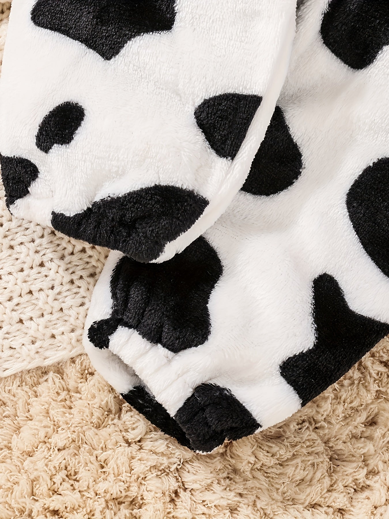 2pcs Baby's Adorable Cow Pattern Ruffled Bodysuit + Hat + Jumpsuit, Toddler & Infant Girl's Clothing Set For Spring Fall Good Vibrations