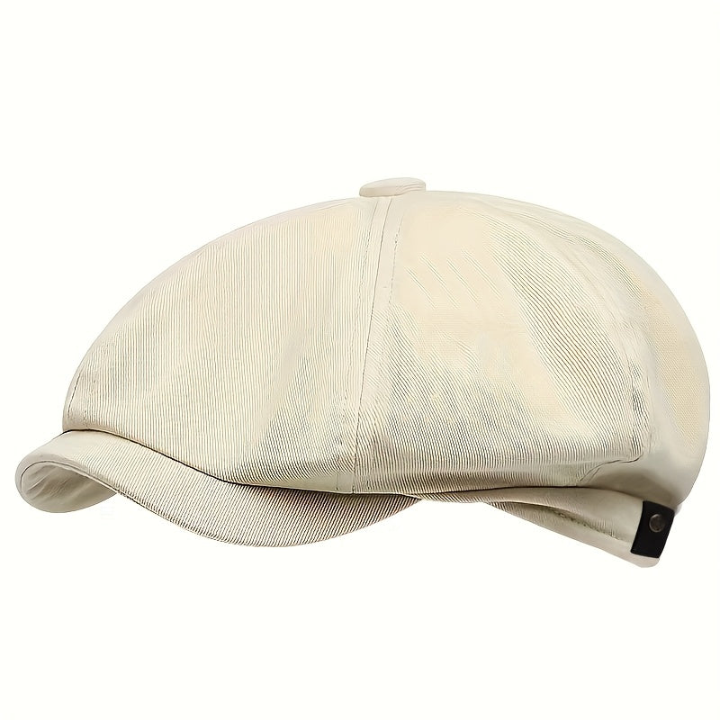 Men&Apos;S Retro Herringbone Flat Cap - Black Casual Beret with Vintage Style, Knitted Polyester, Perfect for Valentine&Apos;S Day, Everyday Headwear | Vintage Flat Cap | Knitted Texture Good Vibrations