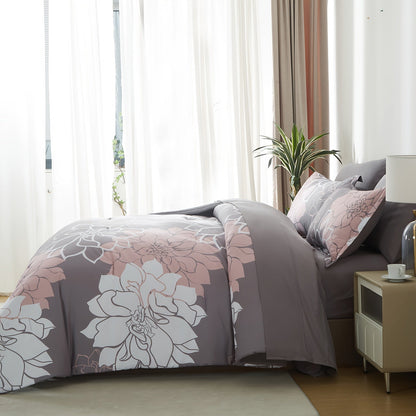 7Pcs Lightweight Boho Comforter Set - Stain-Resistant, Soft 100% Microfiber Cover, 100% Polyester Fiber Filling, Woven For Durability - Full/Queen/King Size Bed In A Bag For All Seasons, Floral Pattern Printed Bedding Good Vibrations