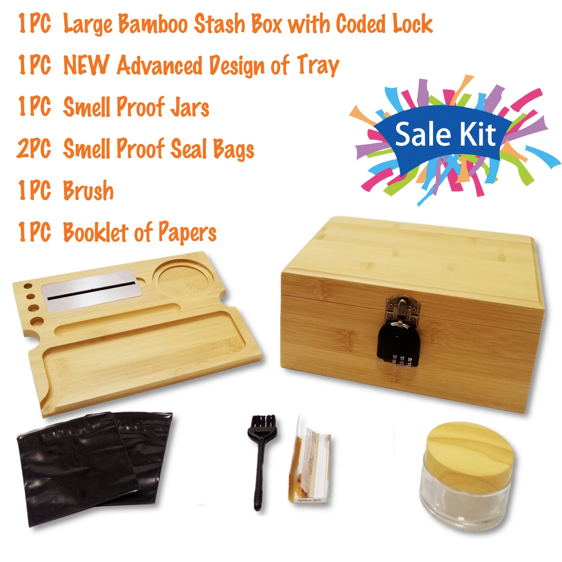 1set, Large Stash Box, Wooden Storage Box with Tray, Bamboo Storage Box with Lock And Accessories, Smoking Paper Anti-odor Canister Private Box with Brush, Household Gadget, Christmas Gifts, Christmas Supplies, Christmas Part Good Vibrations Adult Super Store