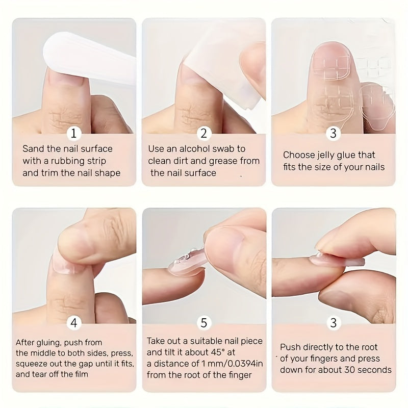 24-Piece Blue Flower Nail Tips Set with Ballet Shape, Middle Length, Glitter Pattern, Matte Finish, and Jelly Glue + Nail File - Press-On Ballet Nails with Floral Design and Glitter Accents Good Vibrations