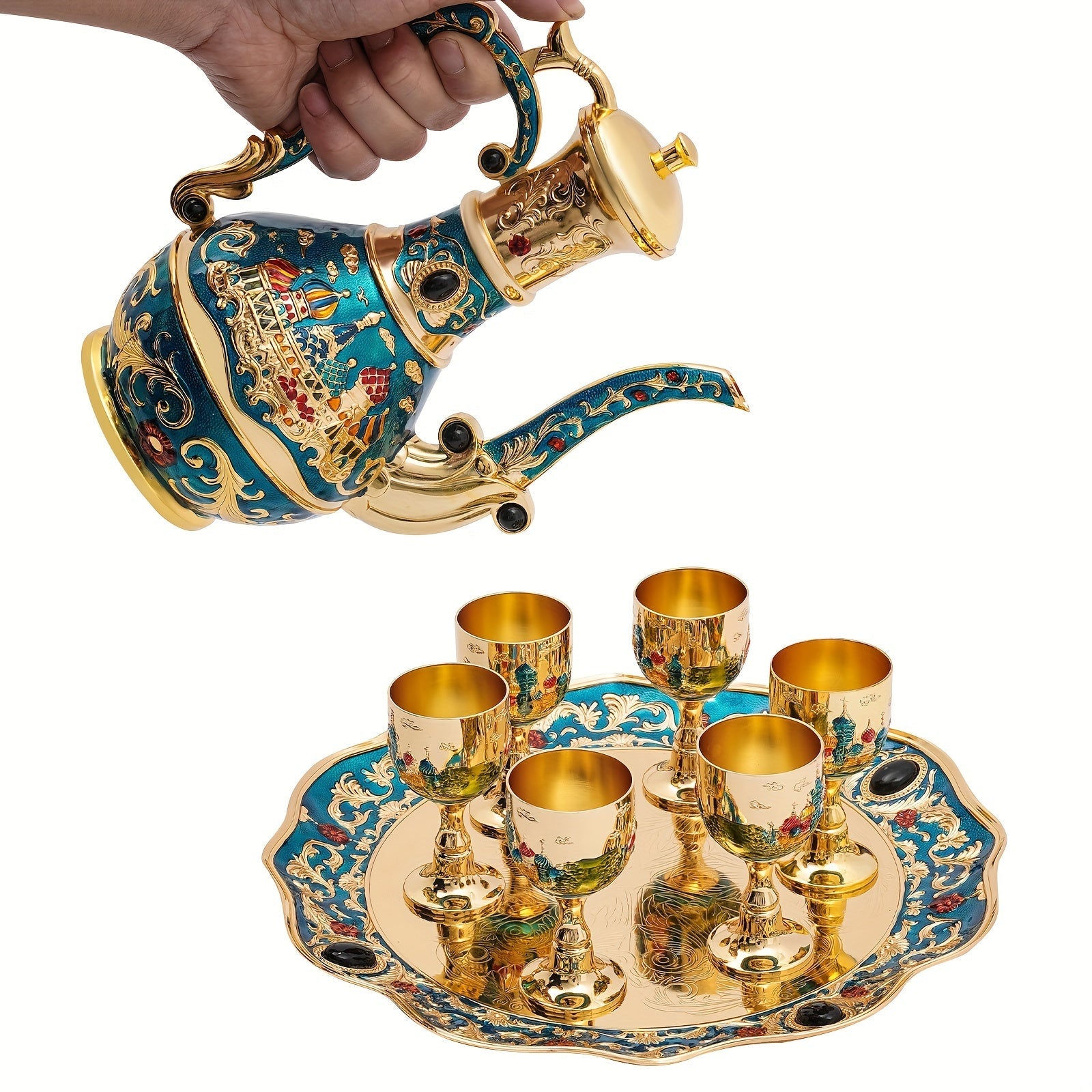 Vintage Turkish Tea Set Coffee Pot Tea Crafts Teapot Cup Set Tea Service Set Good Vibrations