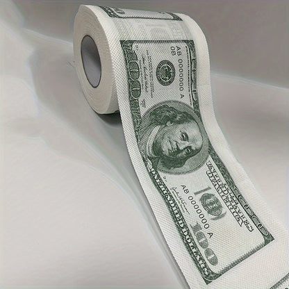 1 Roll of Whimsical $100 Bill Printed Toilet Paper - Multifold, Wood Pulp Material, Continuous Roll, Gift for Party Decor, Home Decor, and Holiday Gift Ideas Good Vibrations