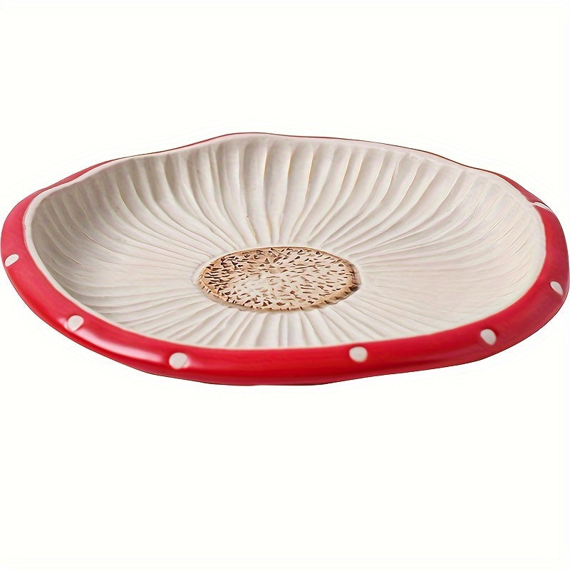 Charming Red Mushroom Ceramic Tea Set - Includes Teapot, Cups & Dessert Plates - Polished Metal Finish For All Seasons Good Vibrations