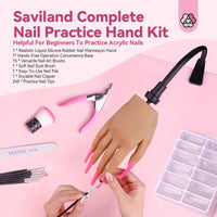 Saviland Practice Hand For Acrylic Nails: Mannequin Silicone Nail Practice Hand Flexible Nail Hand For Acrylic Nails Practice Nail Tips Nail Art Brushes Set For Beginners Home Training Kit Good Vibrations