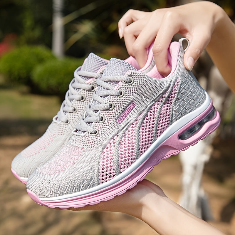 Lightweight Breathable Air Cushion knitted Running Shoes, Women's Footwear Good Vibrations