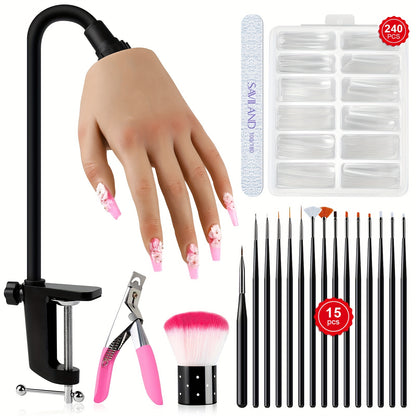 Saviland Practice Hand For Acrylic Nails: Mannequin Silicone Nail Practice Hand Flexible Nail Hand For Acrylic Nails Practice Nail Tips Nail Art Brushes Set For Beginners Home Training Kit Good Vibrations