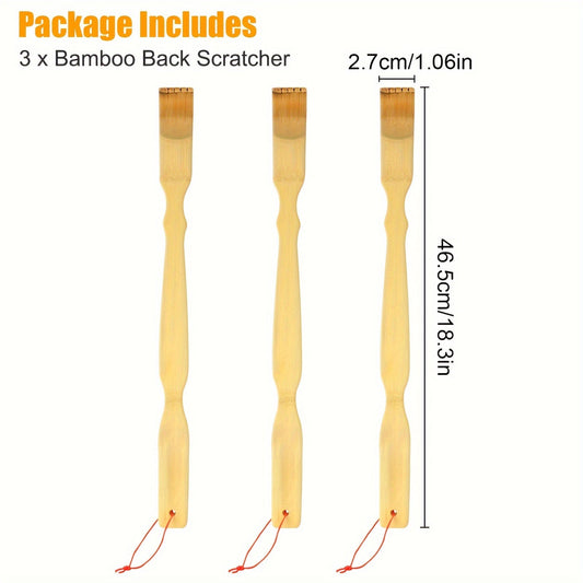 3pcs 18.3 inch Bamboo Back Scratcher with Long Handle, Portable Novel Gifts Good Vibrations