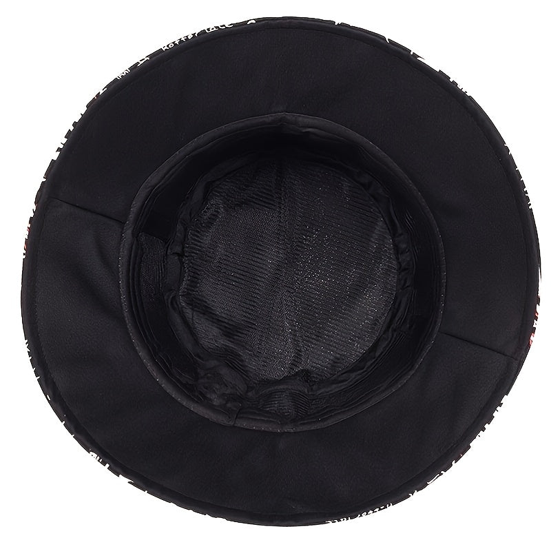 1 Men's "What" Graffiti-Style Bucket Hat - Streetwear Polyester, Hand-Washable, Black with Colorful Typography & Graphics, Perfect for Trendy Outfits Good Vibrations