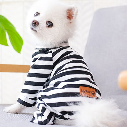 Year-Round Cozy Knit Pajamas for Small Dogs & Cats - Easy Pullover, Stretch Comfort, Stylish Stripes Good Vibrations