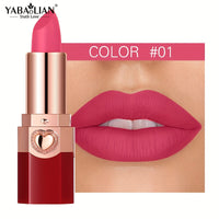 YABAOLIAN Lipstick 12 Colors Lipstick High Pigment Long Lasting Waterprrof Cosmetic Matte Lipstick Good Vibrations