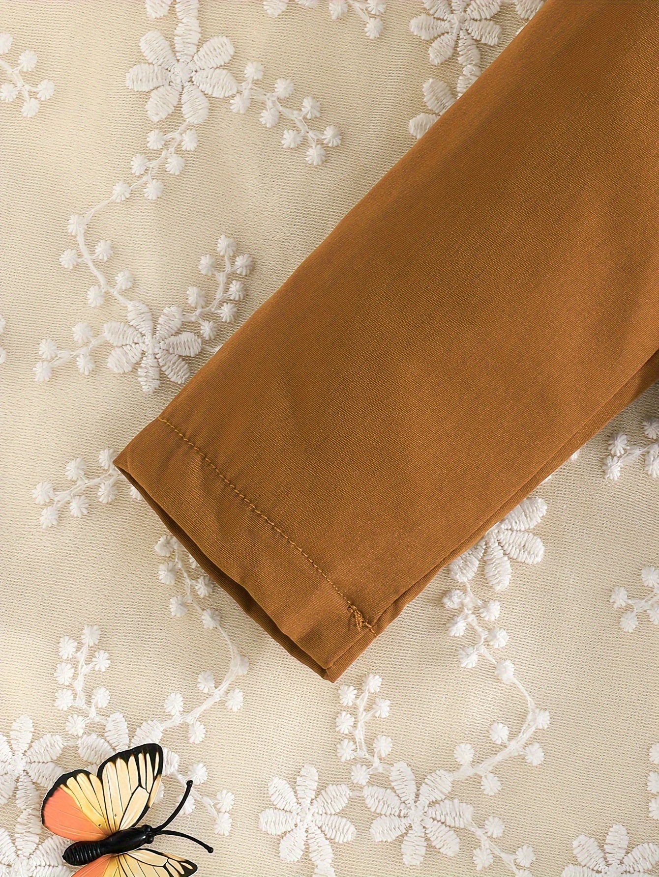 2pcs Baby's Trendy Solid Color Blazer + Belted Sundress, Toddler & Infant Girl's Clothing Set For Spring Fall, Outdoor Cloth Good Vibrations