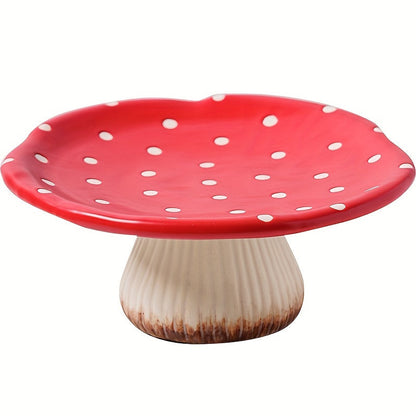 Charming Red Mushroom Ceramic Tea Set - Includes Teapot, Cups & Dessert Plates - Polished Metal Finish For All Seasons Good Vibrations