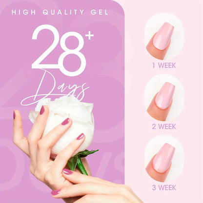 Perfect Summer Gel Nail Polish Set, 12 Colors Gel Polish Soak Off Pale Pink Nail Polish Gel Nude Purple Blue Green Gel Nail Kit All Seasons Nail Art Manicure Gifts DIY Home Good Vibrations