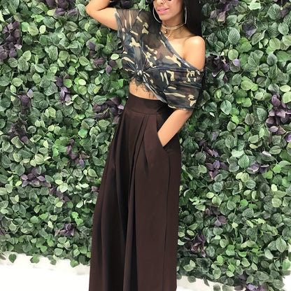 Loose Straight Flare Pants, Casual Pocket High Waist Solid Wide Leg Fashion Comfy Pants, Women's Clothing Good Vibrations