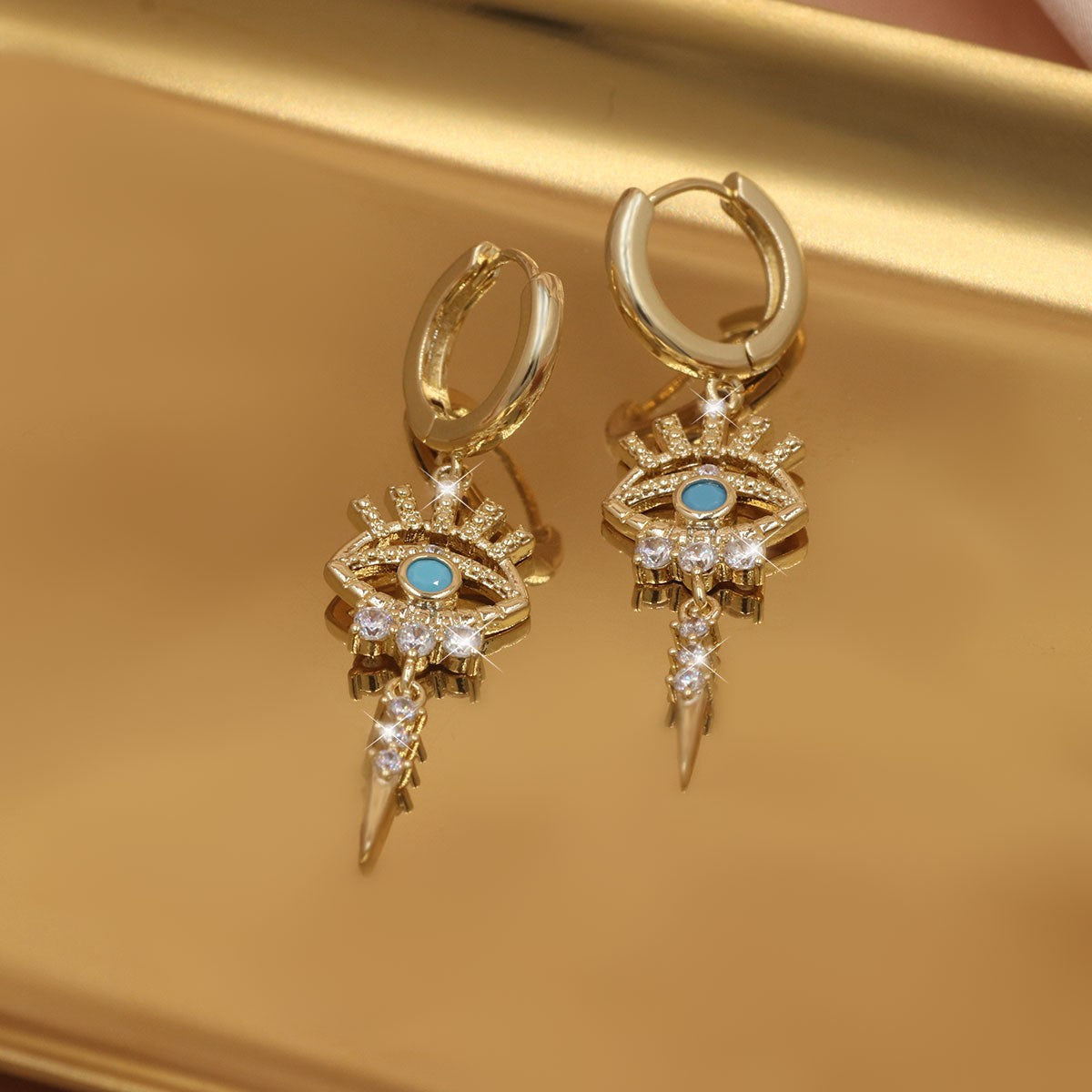 One Pair of Luxury Copper-Inlaid Synthetic Evil Eye Pendant Earrings Dating Gift Good Vibrations