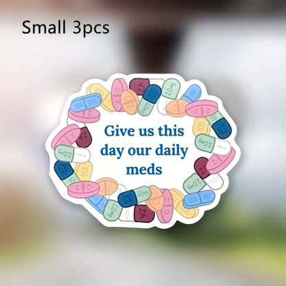 Give Us Our Daily Meds Sticker – Colorful Mental Health Awareness Circular Design with Antidepressant & Anxiety Theme, Perfect for Nurses and Medication Management, Health Awareness Sticker | Circular Sticker | Paper Sticke Good Vibrations Adult Super Store