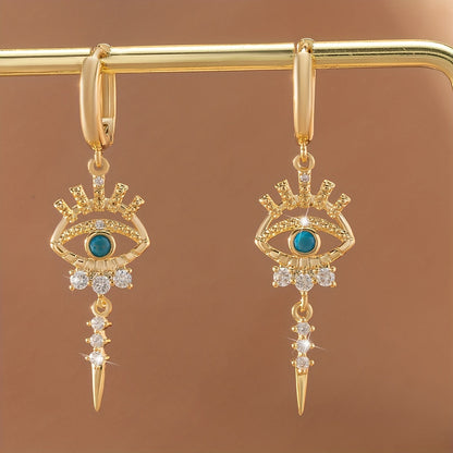 One Pair of Luxury Copper-Inlaid Synthetic Evil Eye Pendant Earrings Dating Gift Good Vibrations