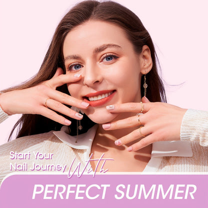 Perfect Summer Gel Nail Polish Set, 12 Colors Gel Polish Soak Off Pale Pink Nail Polish Gel Nude Purple Blue Green Gel Nail Kit All Seasons Nail Art Manicure Gifts DIY Home Good Vibrations
