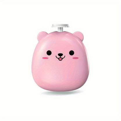 Baby Electric Nail Grinder with Bear Shape, Rechargeable, 8 Grinding Heads, 2 Speeds, Suitable for Family Use, Quiet and Portable Good Vibrations