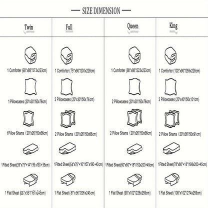 5/7pcs Bed In A Bag Bohemian Pattern Comforter And Sheet Set, Twin/Full/Queen/King Size Comforter Set, Soft Microfiber Lightweight Bedding Set For All Seasons Good Vibrations