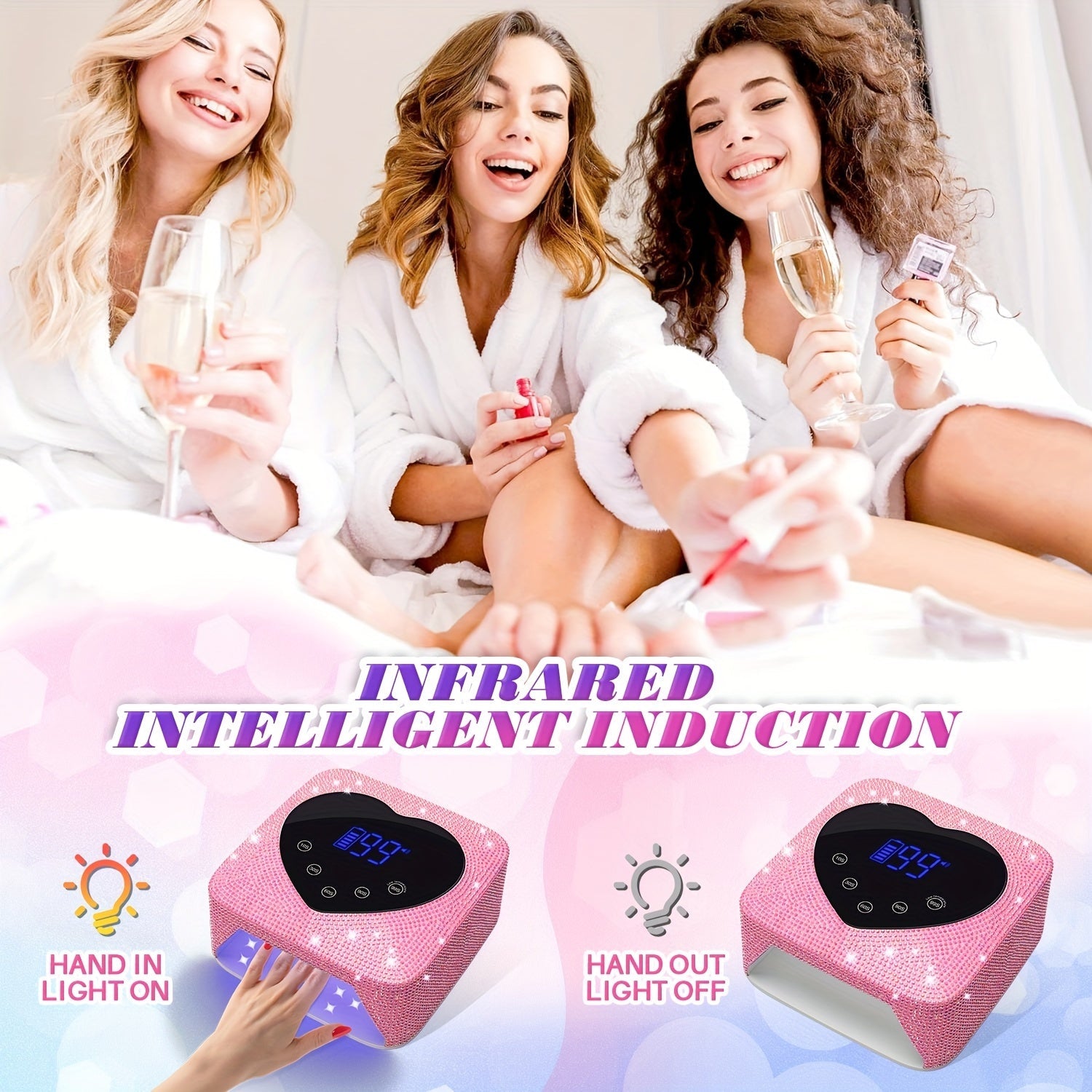 Rechargeable Nail Lamp With Battery Cordless Gel Polish Dryer Pedicure Machine UV Light For Nails Wireless Nail UV LED Lamp Good Vibrations