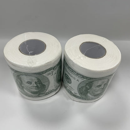1 Roll of Whimsical $100 Bill Printed Toilet Paper - Multifold, Wood Pulp Material, Continuous Roll, Gift for Party Decor, Home Decor, and Holiday Gift Ideas Good Vibrations