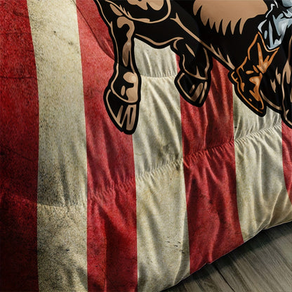 3pcs American Flag Comforter Set, Cowboy Riding Bull Bedding Set, American Flag Bedding Racing Bull, Western Cowboys Cowgirls Quilt Set with 1 Comforter 2 Pillowcases for Women Men Adults Room Decor, Soft Breathable, 100% Pol Good Vibrations