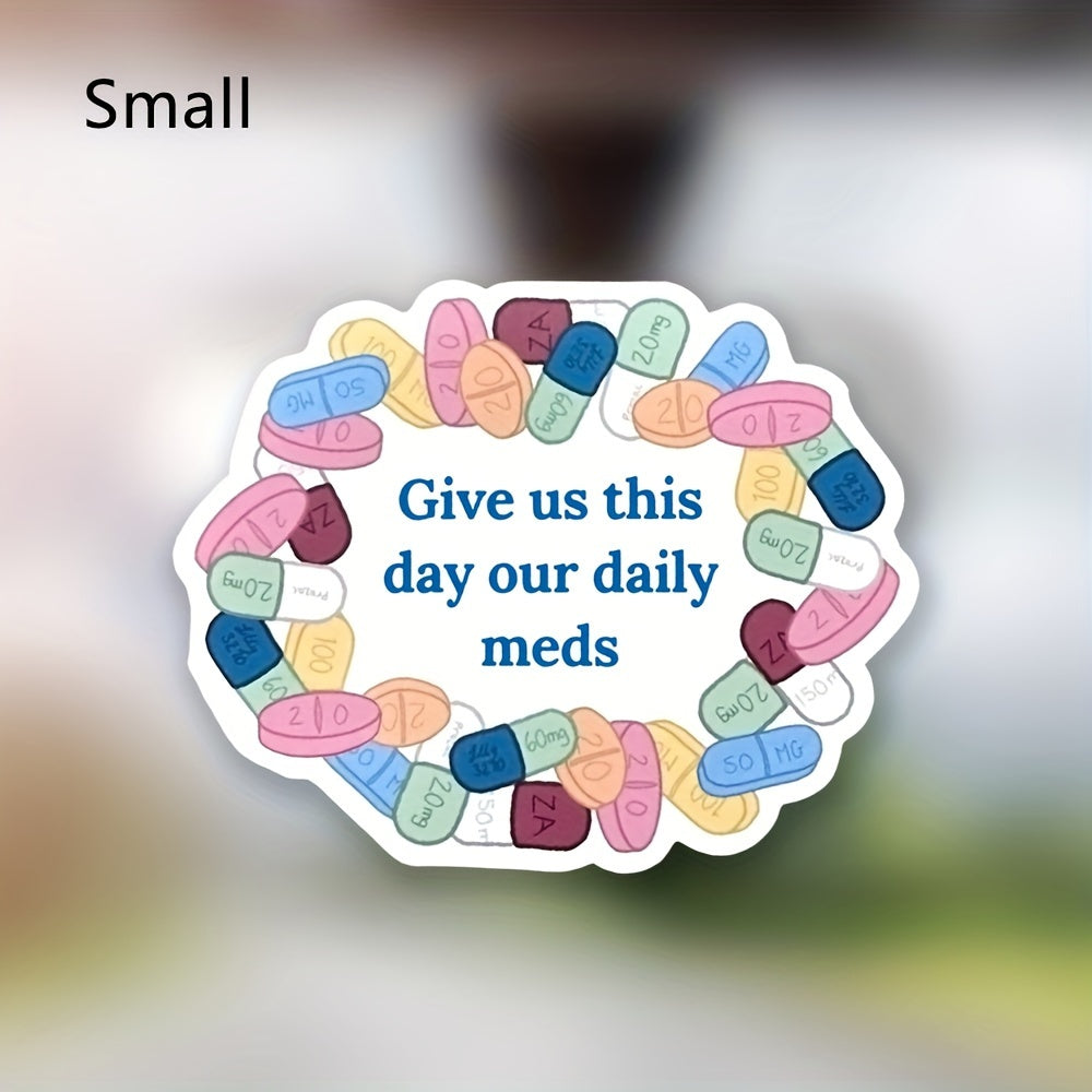 Give Us Our Daily Meds Sticker – Colorful Mental Health Awareness Circular Design with Antidepressant & Anxiety Theme, Perfect for Nurses and Medication Management, Health Awareness Sticker | Circular Sticker | Paper Sticke Good Vibrations Adult Super Store