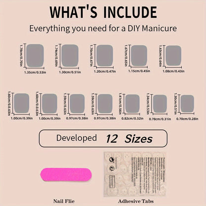 24-Piece Pink French Stripe Nail Tips Set - Short Square Glossy False Nails with Stripe, Colorblock, and Glitter Accents for Elegant Look Good Vibrations