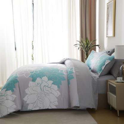 7Pcs Lightweight Boho Comforter Set - Stain-Resistant, Soft 100% Microfiber Cover, 100% Polyester Fiber Filling, Woven For Durability - Full/Queen/King Size Bed In A Bag For All Seasons, Floral Pattern Printed Bedding Good Vibrations