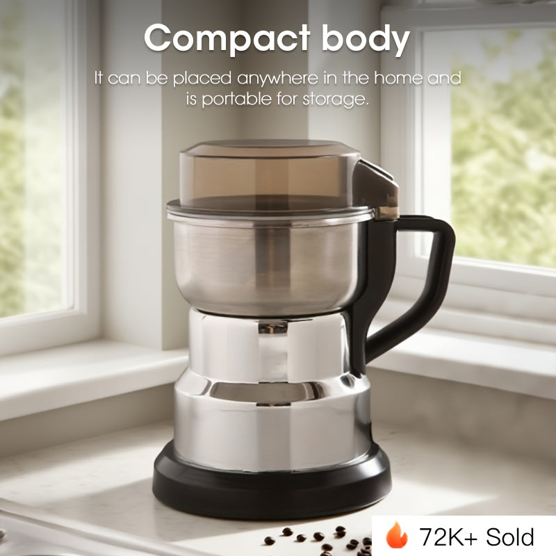 [High Power Electric Grinder] 25000 RPM High Power Electric Grinder - 1pc Stainless Steel Blade Mill for Beans, Nuts, Spices & Coffee, Silvery Finish, Easy to Clean, 110V US Plug (Ideal Holiday Gift), Coffee Grinder | Sleek G Good Vibrations