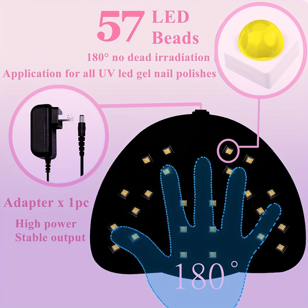 256W High-Power UV LED Nail Lamp with 4 Timer Settings, Automatic Sensor & Smart Display - Fast Gel Polish Curing, Purple & Black Design, Ergonomic Handle for Professional Manicures Good Vibrations