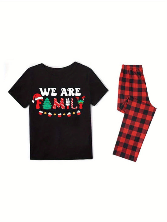 Family Matching Christmas Pajama Set - All-Over Print Holiday Sleepwear with "We Are Family" Design, Red & Black Checkered Pattern & Holiday Motifs - Cozy Round Neck Pajamas for Adults, Couples & s - All-Season Comfortable Lo Good Vibrations