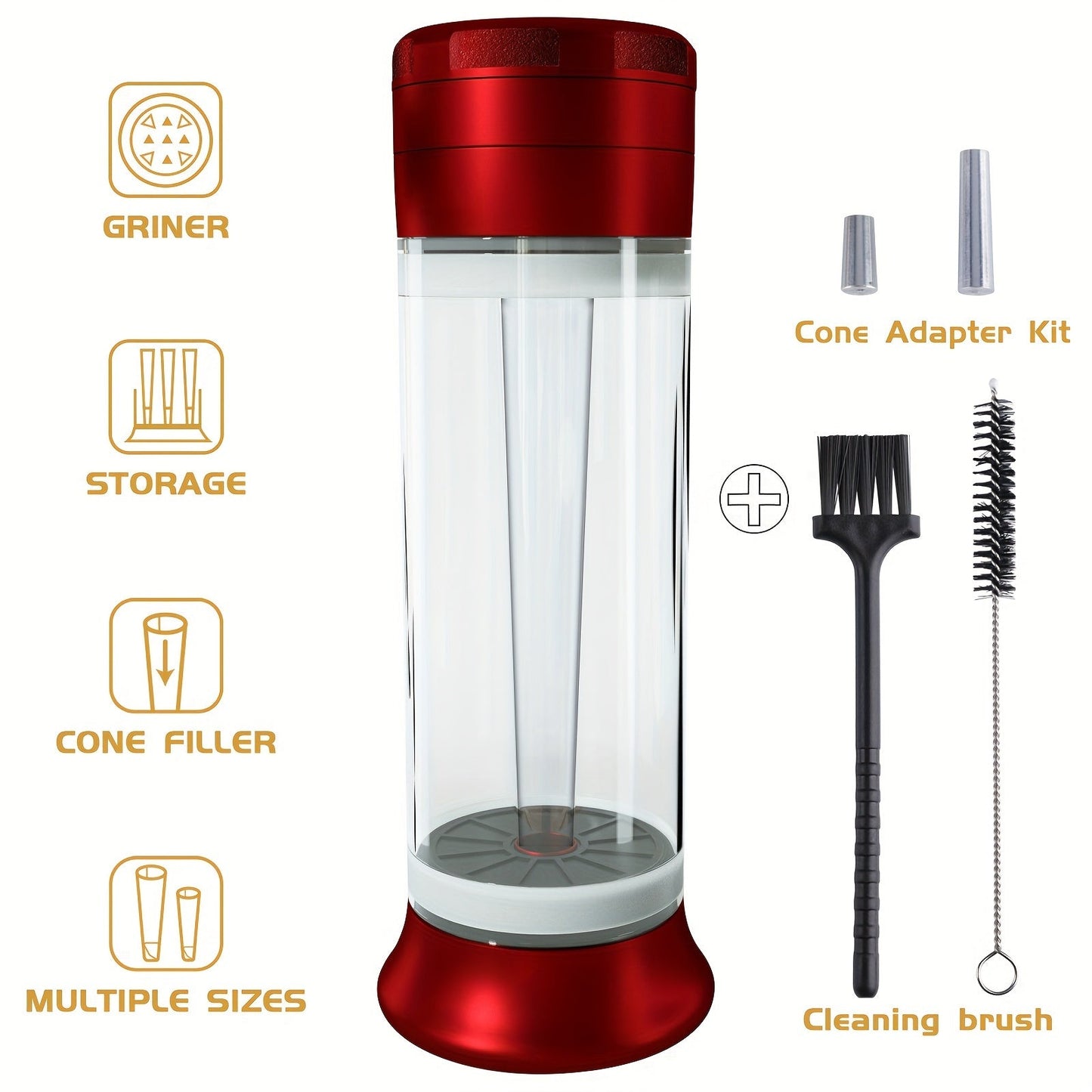 ZHENGHAI 3 In 1 Tobacco Grinder Herb Grinder Multifunctional Cone Loader Rolling Machine Blunt Joint Roller Machine Grinding Filling Storage All in One With Cleaning Brush Good Vibrations