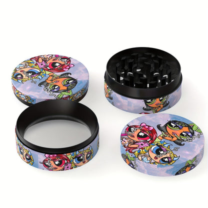 4-Layer Compact Cartoon-Themed Zinc Alloy Spice Grinder, 50mm Diameter - Easy Twist, Detachable Design for Effortless Grinding, Perfect Gift Idea Good Vibrations